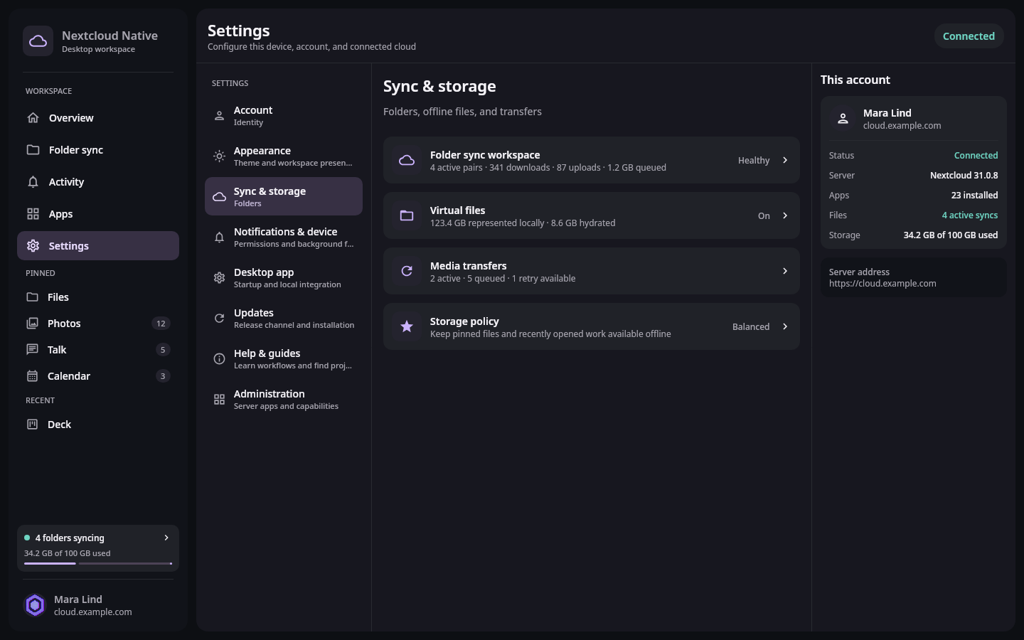 File sync Desktop settings: Start on login enabled
