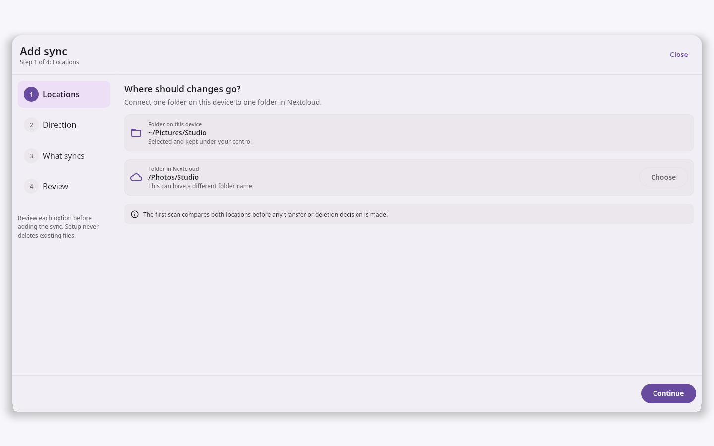 Guides Folder sync: Local and remote mapping