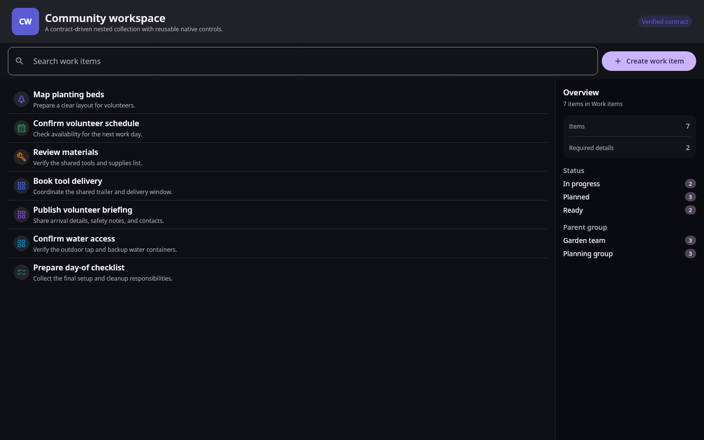 Homepage Installed app workspace: Verified native data