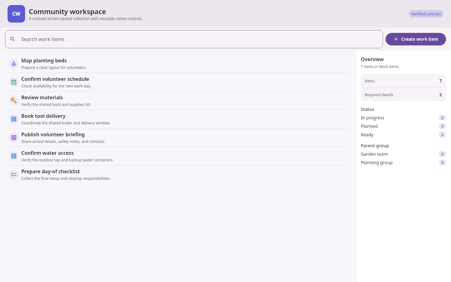 Homepage Installed app workspace: Verified native data