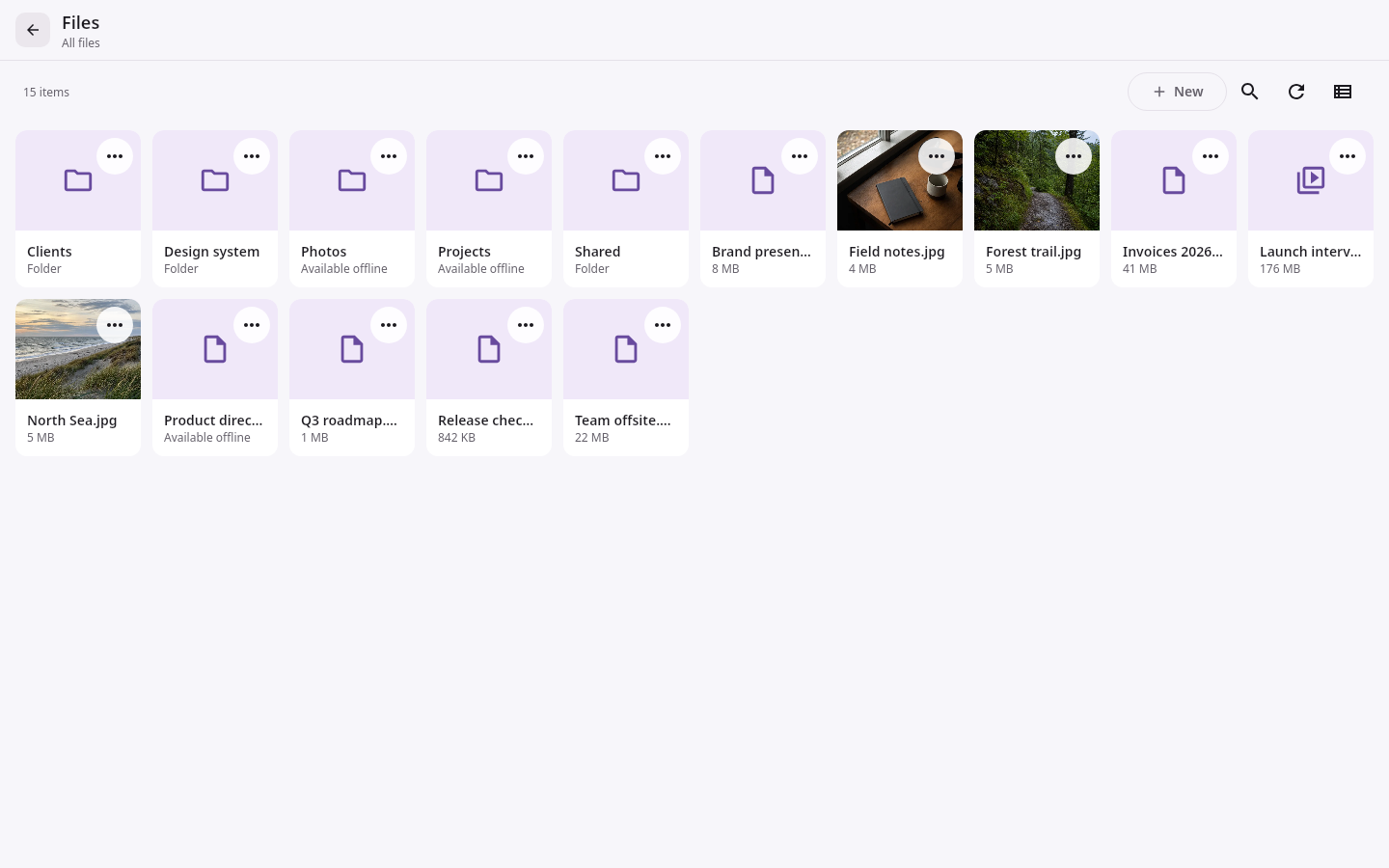 Homepage Files workspace: Synced with offline content