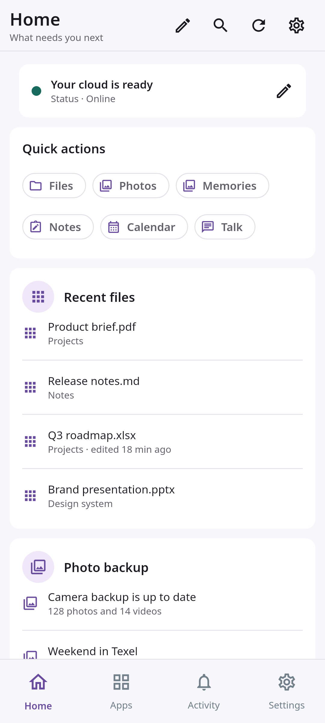 Homepage Complete account overview: Ready